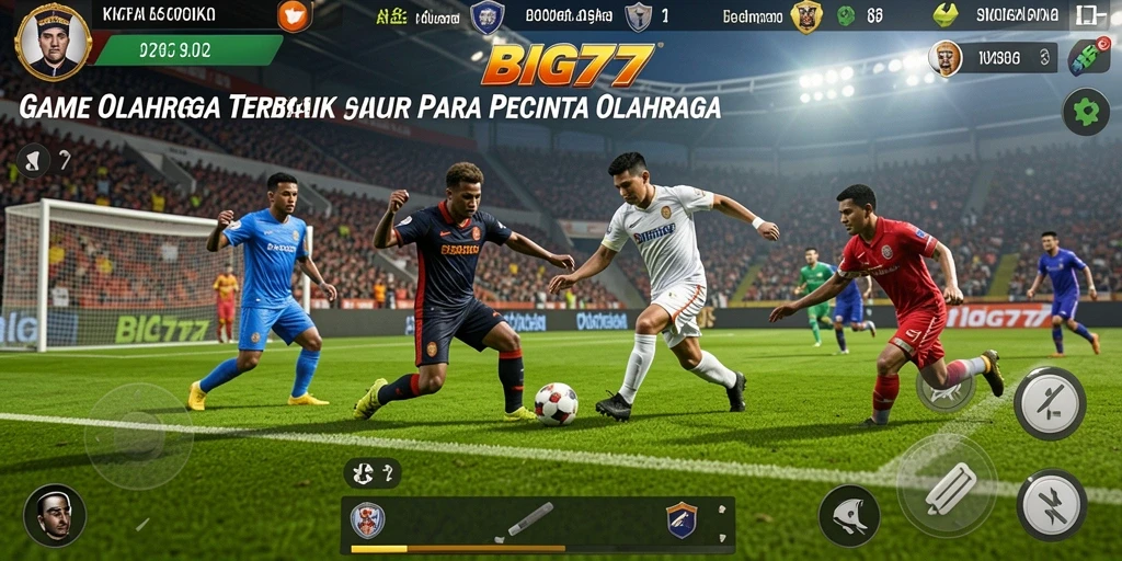 Tangkapan layar gameplay yang menunjukkan momen seru dalam pertandingan olahraga.