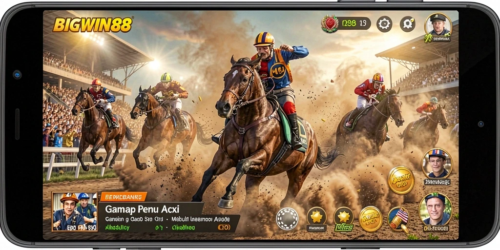 Screenshot gameplay balap yang mendebarkan dari BIGWIN88.
