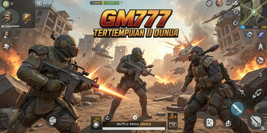Screenshot GM777 menampilkan gameplay Battle Royale yang seru dan penuh aksi.