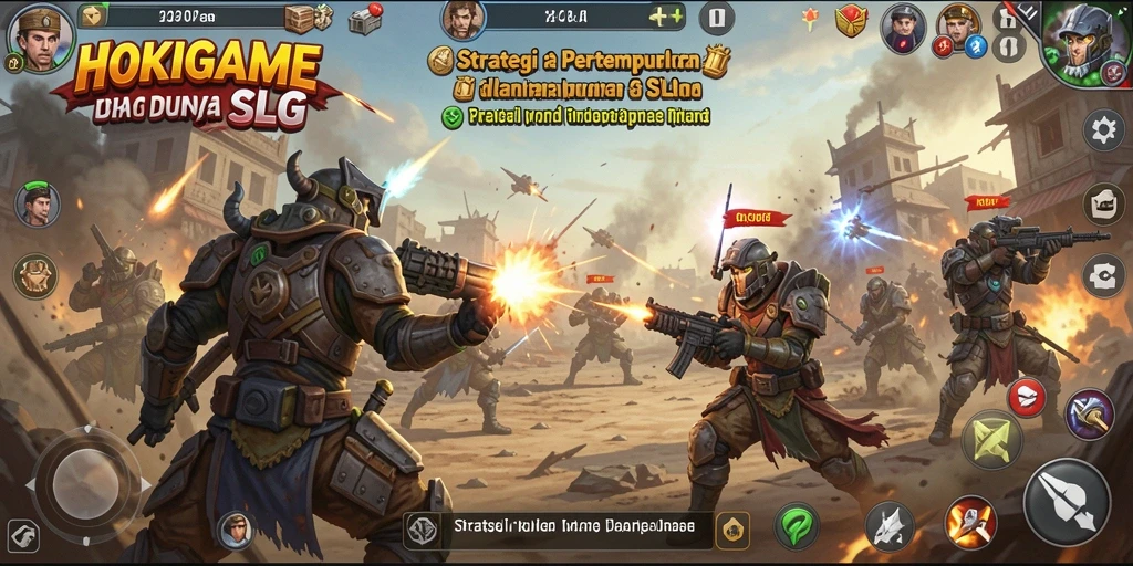 Tampilan screenshot HOKIGAME dengan aksi pertempuran SLG.