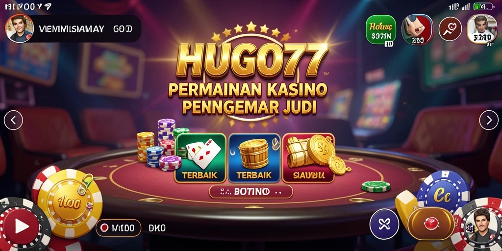 Tampilan gameplay HUGO77 dengan aksi seru permainan Kasino.