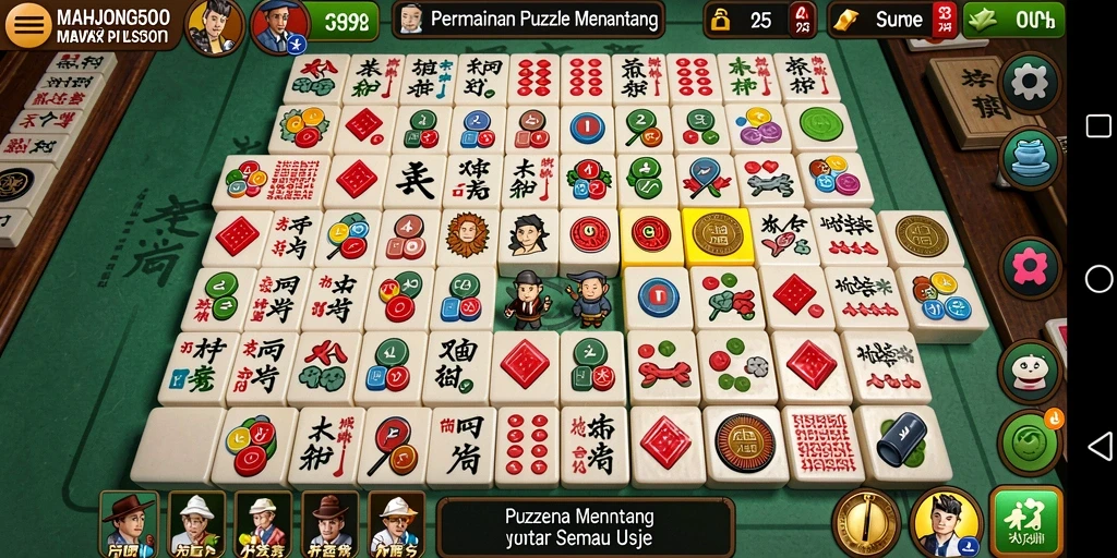 Tampilan seru saat bermain MAHJONG500 dengan gameplay puzzle.