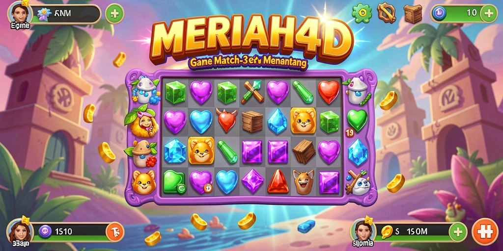Screenshot gameplay menarik dari game Match-3 MERIAH4D.