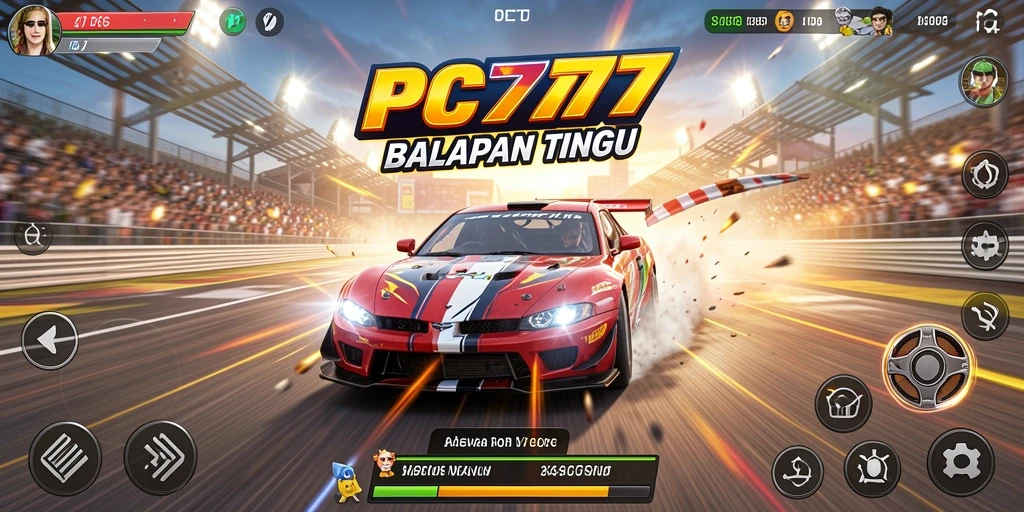 Screenshot menampilkan aksi balapan nyata di PC777.