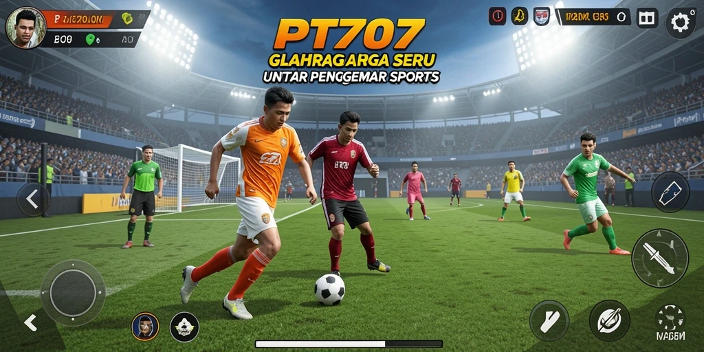 Tampilan gameplay seru dalam PT707 yang menunjukkan aksi olahraga yang mendebarkan.