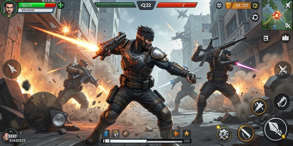 Tangkapan layar gameplay QQ222 yang menampilkan aksi pertarungan yang mendebarkan.