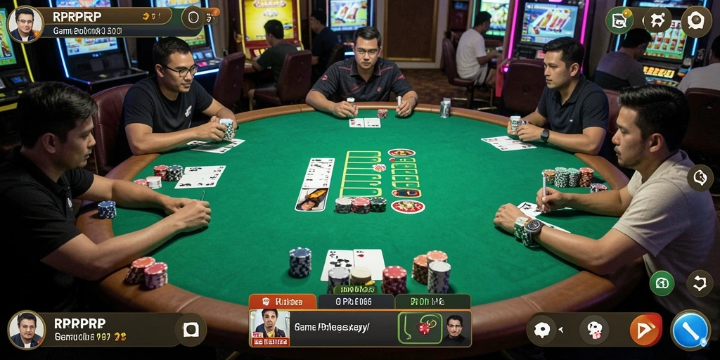 Tampilan gameplay menegangkan dari RPRPRP saat bermain Poker.