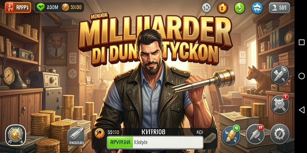 Tampilan gameplay RPVIP3 yang menarik dalam mengelola bisnis Tycoon.