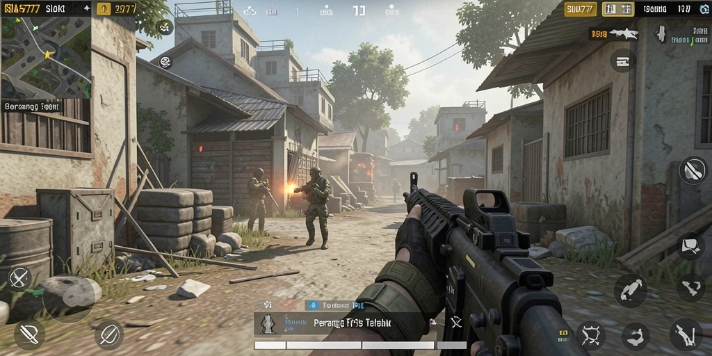Tampilan gameplay intens dengan aksi tembak-menembak.