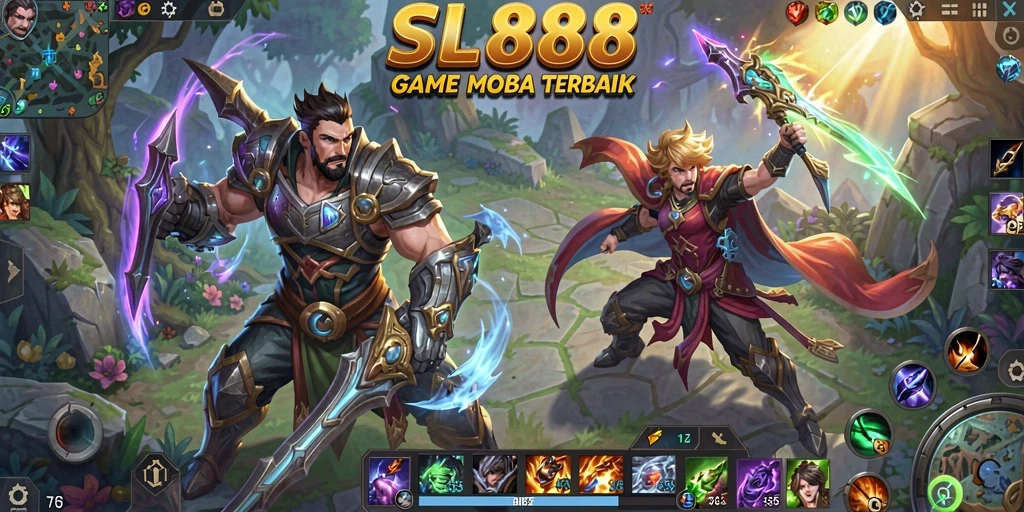 Tampilan gameplay MOBA yang seru dan menegangkan di SL888.