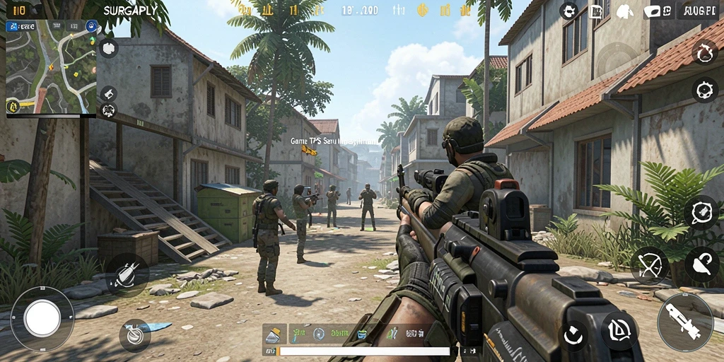 Tangkapan layar menunjukkan aksi mendebarkan dalam game TPS.