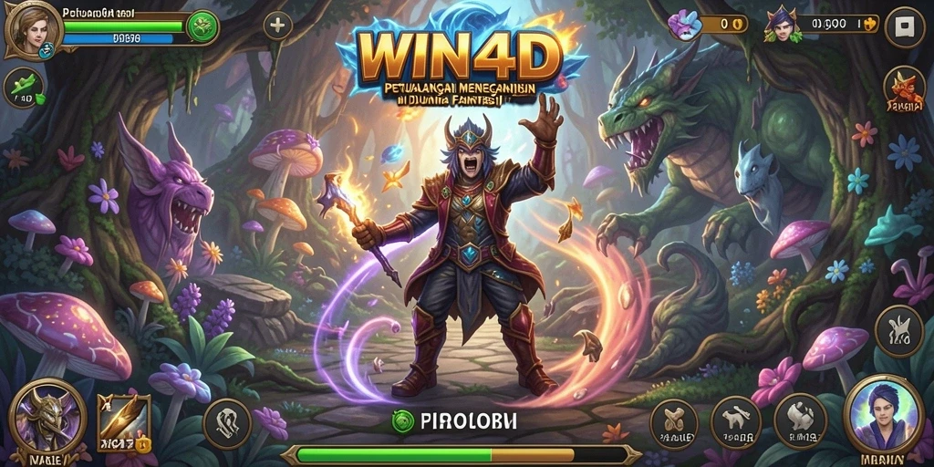 Menggambarkan aksi mendebarkan dalam permainan petualangan WIN4D.