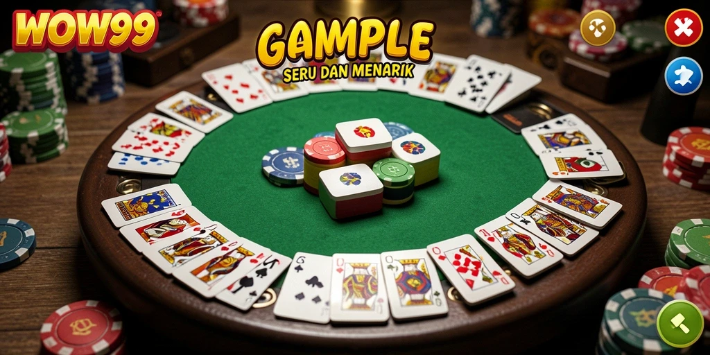 Screenshot gameplay WOW99 menampilkan aksi seru permainan Gaple.